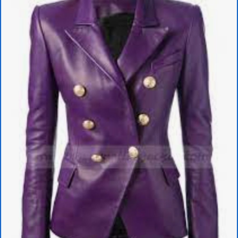 Balmain  purple leather blazer $2000